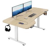 Casaria® Bureau Assis Debout en L 160 Cm, Bureau Reglable en Hauteur Électrique Beige, Bureau Electrique d'angle Moderne pour Appartement, Chambre Ou Studio