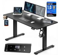 Casaria® Bureau électrique réglable en Hauteur Aspect Carbone 140 x 70 cm écran LCD 72-117 cm Bureau Assis Debout Structure résistante Ajustable Porte gobelet Chargeur sans Fil