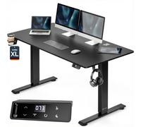 Casaria® Bureau électrique réglable en Hauteur Aspect Carbone 160 x 70 cm écran LCD 72-117 cm Bureau Assis Debout Structure résistante Ajustable Porte gobelet Chargeur sans Fil