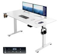 Casaria Bureau réglable en Hauteur électrique Blanc 140cm Bureau Assis Debout écran LCD Support Accessoires télétravail