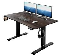 Casaria Bureau réglable en hauteur électrique Brun 110cm bureau assis debout écran LCD support accessoires télétravail