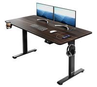 Casaria Bureau réglable en hauteur électrique Beige 140cm bureau assis debout écran LCD support accessoires télétravail