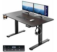 Casaria Bureau réglable en hauteur électrique Noir 110cm bureau assis debout écran LCD support accessoires télétravail