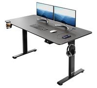 Casaria Bureau réglable en hauteur électrique Noir 140cm bureau assis debout écran LCD support accessoires télétravail