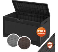 CASARIA® Caisse de rangement Exterieur Polyrotin Anthracite 310 litres Malle Coffre de Jardin avec roulettes pour Coussins Jouets Outils