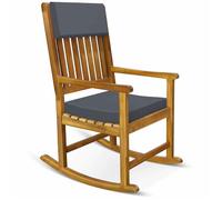 CASARIA® Chaise à bascule en bois d'Acacia 54x77x107cm Anthracite fauteuil extérieur accoudoirs pour terrasse rocking chair jardin