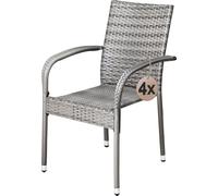 CASARIA Chaise de jardin grise Lot de 4
