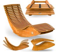 CASARIA® Chaise Longue à Bascule en Bois d'acacia certifié FSC® - Transat de jardin Pliable, Bain de Soleil pour Sauna intérieur exterieur, Charge 160kg