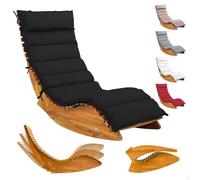 CASARIA® Chaise longue à bascule JAVA avec housse anthracite bois d'acacia certifié FSC® pliable transat jardin Sauna Capacité de charge 160kg