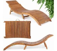CASARIA® Chaise longue bois d'acacia certifié FSC® pliable valise ergonomique ajustable chaise longue de jardin en bois