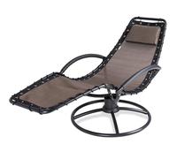 Casaria Chaise longue de relaxation Eve moka en acier laqué Fonction bascule Chaise Fauteuil de jardin à bascule
