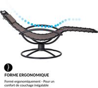Casaria Chaise longue de relaxation Eve moka en acier laqué Fonction bascule Chaise Fauteuil de jardin à bascule