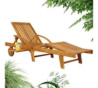 CASARIA Chaise Longue en Bois avec Roues Jardin
