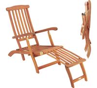 CASARIA® Chaise Longue en Bois certifié FSC® Pliable Queen Mary Chaise Salle A Manger Élégante pour Salon de Jardin Exterieur Relaxant près d une Piscine Hors Sol Terrasse ou Balcon