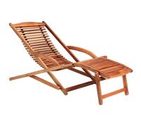 CASARIA® Chaise longue en bois d'acacia Bain de soleil ergonomique avec appuie tête Transat jardin Repose pieds amovible