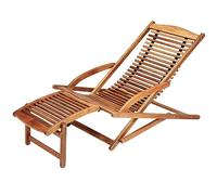 Casaria® Chaise Longue en Bois d'acacia Bain de Soleil Ergonomique avec appuie tête Transat Jardin Repose Pieds Amovible