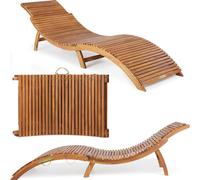 CASARIA® Chaise longue bois d'acacia certifié FSC® pliable valise ergonomique ajustable chaise longue de jardin en bois