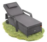 Casaria® Chaise longue en polyrotin Gris Anthracite