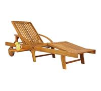 Casaria® Chaise Longue Jardin Exterieur Tami Sun en Bois D Acacia Chaise Pliante avec Roues Type Transat Bain De Soleil Chaise Bois pour Salon De Jardin Exterieur