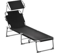 Casaria Chaise Longue Pliable Hawaii Anthracite transat avec Pare-Soleil Bain de Soleil pour Plage Jardin Camping Transport