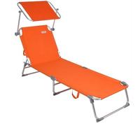 Casaria Chaise Longue Pliable Ibiza Orange Dossier réglable Pare-Soleil intégré Compacte et transportable Toile imperméable