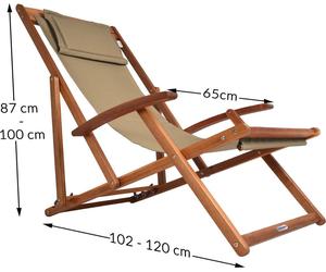 CASARIA® Chaise longue pliante en bois Beige