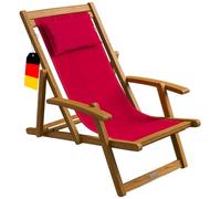 CASARIA® Chaise Longue Pliante en Bois Bordeaux | Bois dur d'acacia, construction solide, tissu agréable et respirant, réglable sur 3 niveaux, 60x94x94 cm, chaise pliante