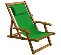 CASARIA® Chaise longue pliante en bois vert Chaise de plage 3 positions Chilienne transat jardin exterieur