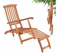 CASARIA® Chaise longue Queen Mary pliable bois d’acacia avec repose-pieds transat de jardin intérieur extérieur balcon
