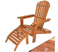 Casaria Chaise longue transat Adirondack en bois d'acacia avec repose-pieds Bain de soleil Siège de jardin pliable Extérieur balcon