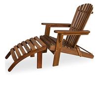 Casaria Chaise Longue transat Adirondack en Bois d'acacia avec Repose-Pieds Bain de Soleil Siège de Jardin Pliable Extérieur Balcon terrasse