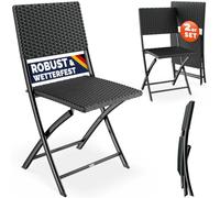 Casaria Chaise Pliante en polyrotin Set de 2 Charge Max. 120 kg Légère Résistante aux intempéries Jardin Terrasse Balcon Camping Chaise
