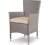 CASARIA® Chaises de jardin, set de 2 chaises en poly rotin empilables avec coussins, capacité de charge 160kg, résistant aux intempéries, extérieur, jardin, terrasse, balcon, chaise empilable, fauteui