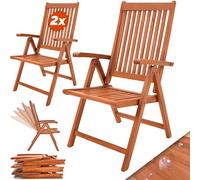 Set de 2 chaises pliantes Vanamo en bois d'eucalyptus Chaise de jardin pliable Chaise en bois