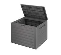 Casaria Coffre de Jardin Exterieur 190 L Gris | Caisse de Rangement, Effet Bois, Etanche, Malle avec poignées latérales pour Jardin Terrasse ou Balcon, 44x78x55 cm