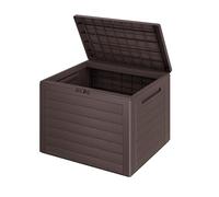 Casaria® Coffre de Jardin Exterieur 190 L Marron - Caisse de rangement étanche Effet Bois - Malle avec poignées latérales pour Jardin Terrasse ou Balcon