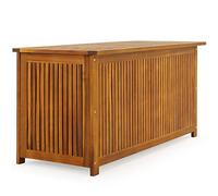 CASARIA® Coffre de Jardin 205 L en Bois d’Acacia – Rangement Extérieur avec Bâche Intérieure – Couvercle Renforcé, Charge 160 kg – Idéal pour Coussins Terrasse, Jardin ou Balcon