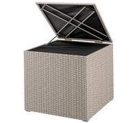 CASARIA® Coffre de rangement en polyrotin 318 L beige avec couvercle 75x75x70cm Résistant aux intempéries Balcon