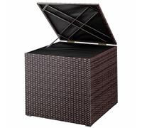 CASARIA® Coffre de rangement en polyrotin 318 L marron avec couvercle 75x75x70cm Résistant aux intempéries Balcon