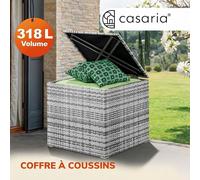 CASARIA Coffre de Rangement 318L Gris avec Couvercle et Vérin à Gaz