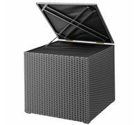 Casaria Coffre de rangement 318 L avec couvercle 75x75x70cm idéal coussin polyrotin Résistant intempéries Revêtement imperméable Intérieur Balcon Noir