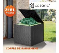 Casaria coffre de rangement 75x75x70cm idéal coussin polyrotin résistant intempéries revêtement imperméable intérieur