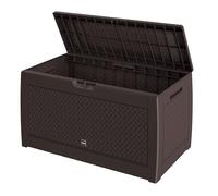 Casaria Coffre de Rangement Aspect osier Brun Malle 310 litres Stockage Coussins avec roulettes Extérieur Jardin