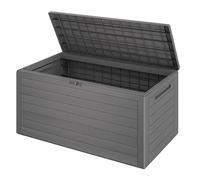 CASARIA® Coffre de Rangement Brun 280 L Poignées latérales Malle de Rangement Intérieur Extérieur Jardin Terrasse Balcon