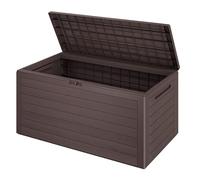 Casaria® Coffre de rangement Brun 280 L Poignées latérales Malle de rangement Intérieur Extérieur Jardin Terrasse Balcon