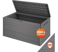 CASARIA® Coffre de Rangement Brun 280 L Poignées latérales Malle de Rangement Intérieur Extérieur Jardin Terrasse Balcon