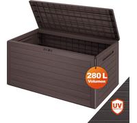 CASARIA® Coffre de rangement Brun 280 L Poignées latérales Malle de rangement Intérieur Extérieur Jardin Terrasse Balcon