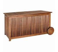 CASARIA® Coffre de rangement en bois 350 L roues poignée capacité charge couvercle 160 kg bâche intérieure Jardin Malle
