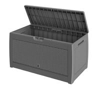 CASARIA Coffre de Rangement Gris 310 L | Roulettes et Poignées Intégrées, Malle de Rangement Extérieur, Aspect Polyrotin, 119 cm x 48 cm x 60 cm (LxlxH)