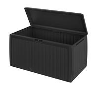 CASARIA® Coffre de rangement XXL Aspect lattes en bois Anthracite 290L Roulettes Poignées Malle Terrasse Balcon Jardin